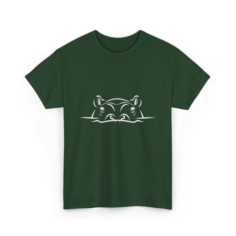 Hippo Head Hippo Wildlife T-Shirt - Forest Green