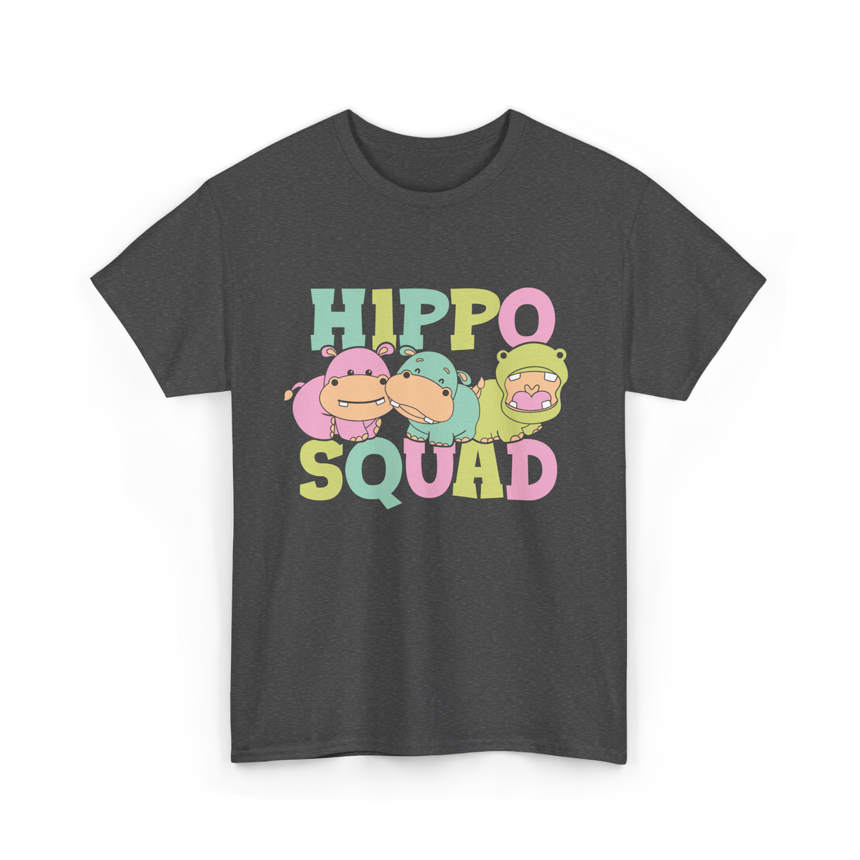 Hippo Squad Hippo Family T-Shirt - Dark Heather