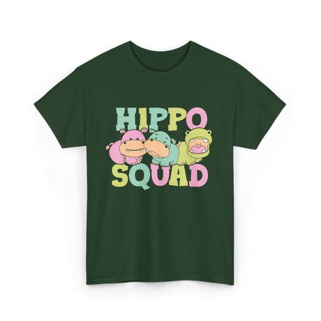 Hippo Squad Hippo Family T-Shirt - Forest Green