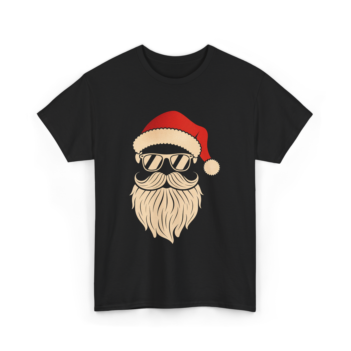 Hipster Santa Face Santa T-Shirt - Black