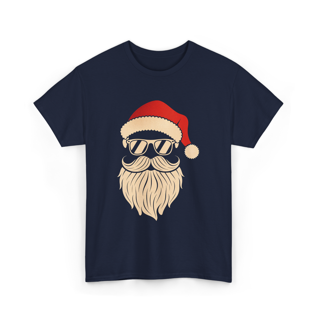 Hipster Santa Face Santa T-Shirt - Navy