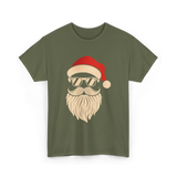 Hipster Santa Face Santa T-Shirt - Military Green