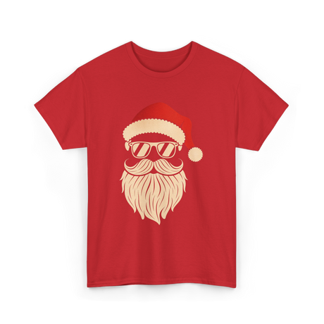 Hipster Santa Face Santa T-Shirt - Red