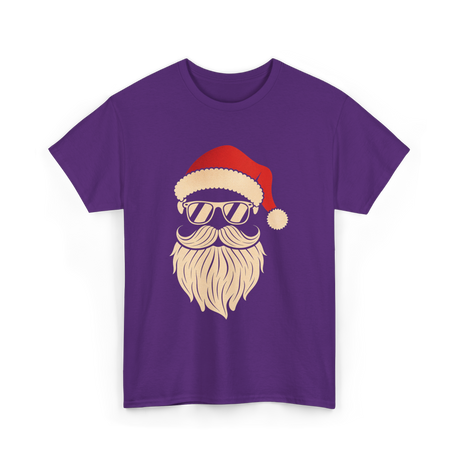 Hipster Santa Face Santa T-Shirt - Purple