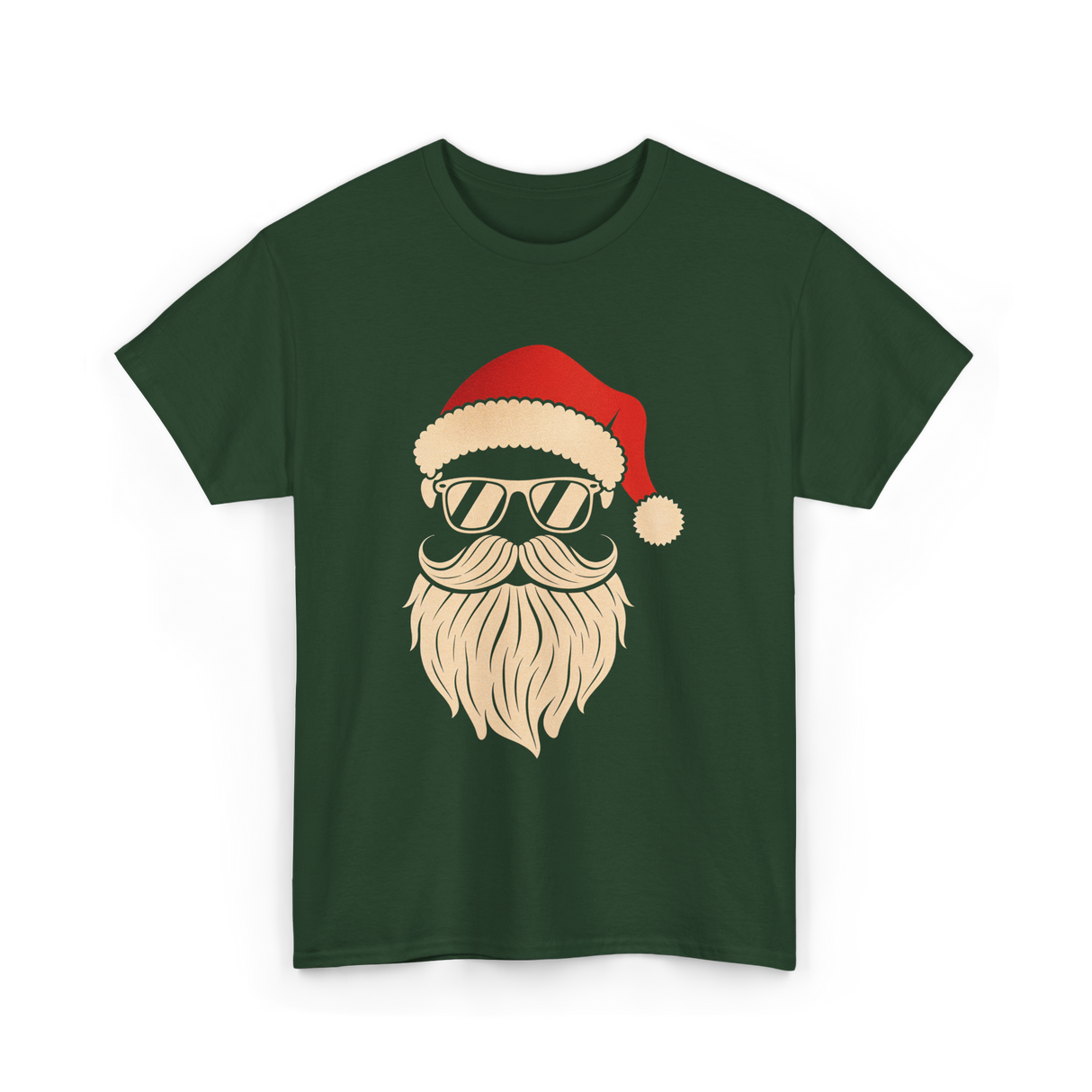 Hipster Santa Face Santa T-Shirt - Forest Green