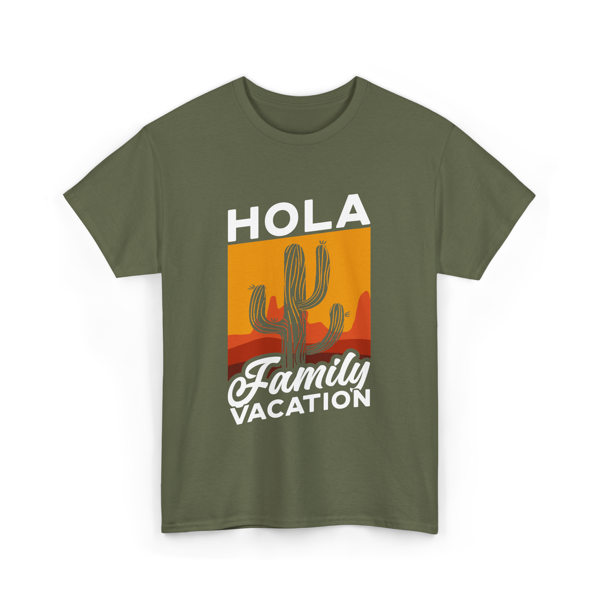 Hola Family Vacation T-Shirt - Military Green