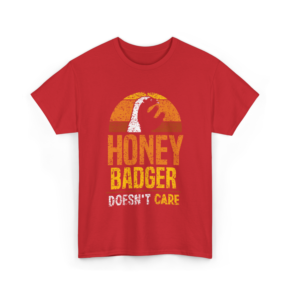 Honey Badger Doesn't Care Animal T-Shirt - Red