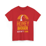 Honey Badger Doesn't Care Animal T-Shirt - Red