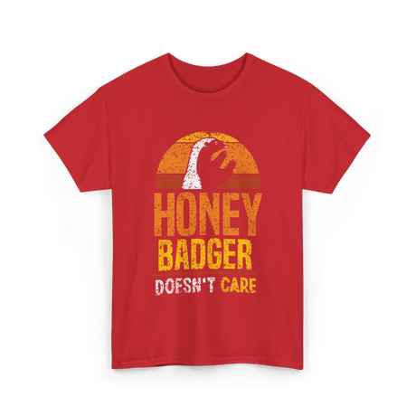 Honey Badger Doesn't Care Animal T-Shirt - Red