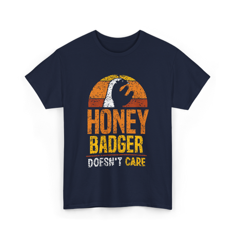 Honey Badger Doesn't Care Animal T-Shirt - Navy