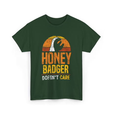 Honey Badger Doesn't Care Animal T-Shirt - Forest Green