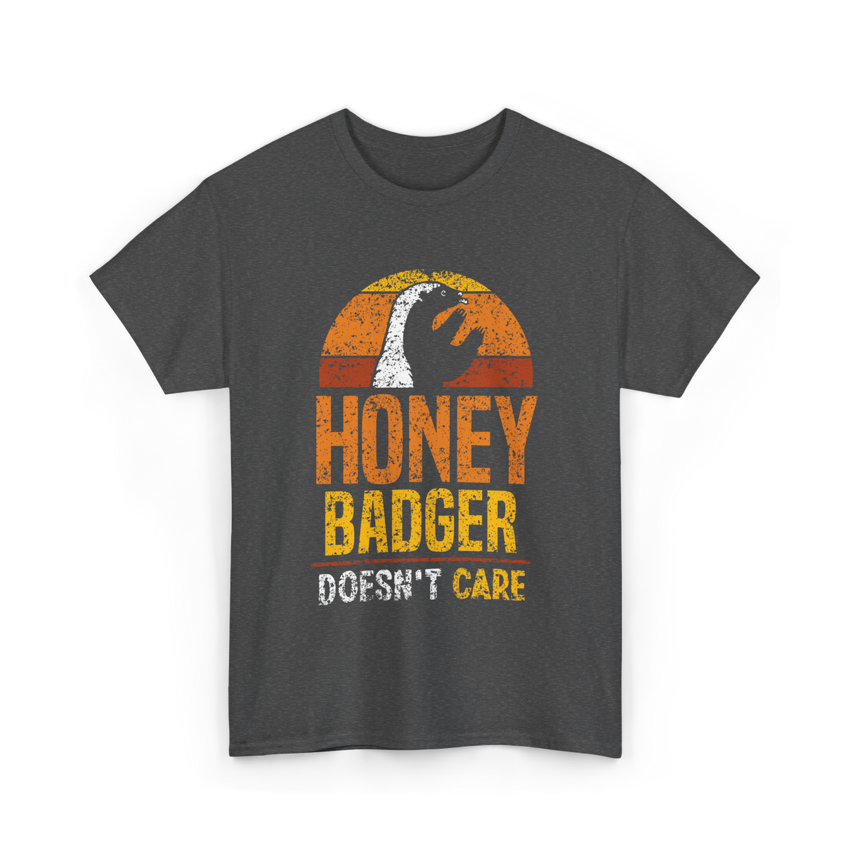 Honey Badger Doesn't Care Animal T-Shirt - Dark Heather