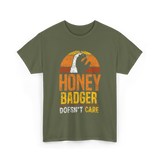 Honey Badger Doesn't Care Animal T-Shirt - Military Green