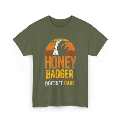 Honey Badger Doesn't Care Animal T-Shirt - Military Green