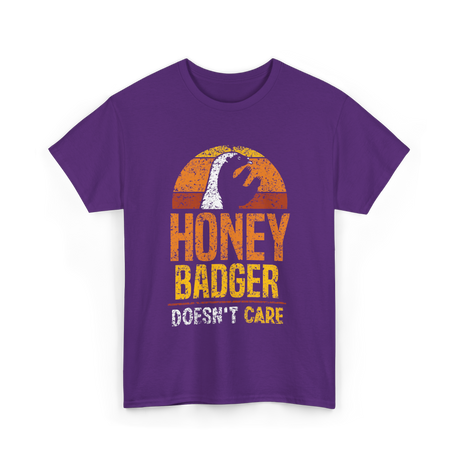 Honey Badger Doesn't Care Animal T-Shirt - Purple