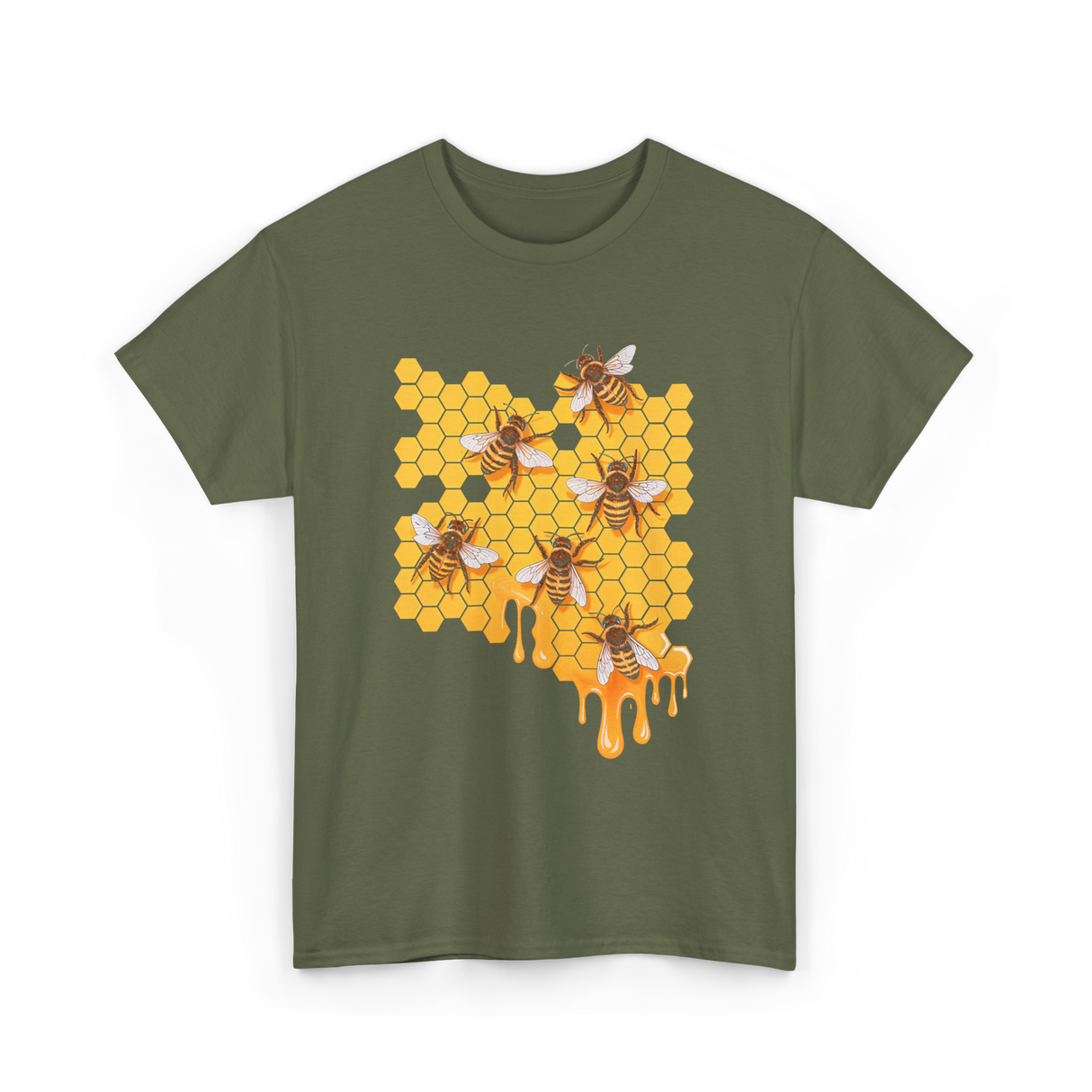 Honey Bee Hive Beekeeping T-Shirt - Military Green