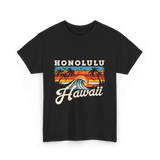 Honolulu Hawaii Waves Surfing T-Shirt - Black