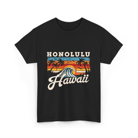 Honolulu Hawaii Waves Surfing T-Shirt - Black