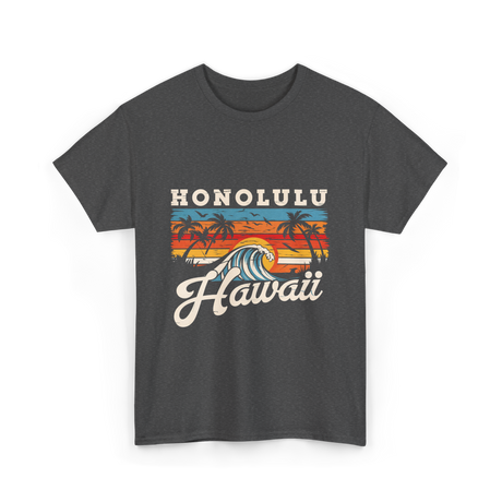 Honolulu Hawaii Waves Surfing T-Shirt - Dark Heather