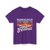 Honolulu Hawaii Waves Surfing T-Shirt - Purple