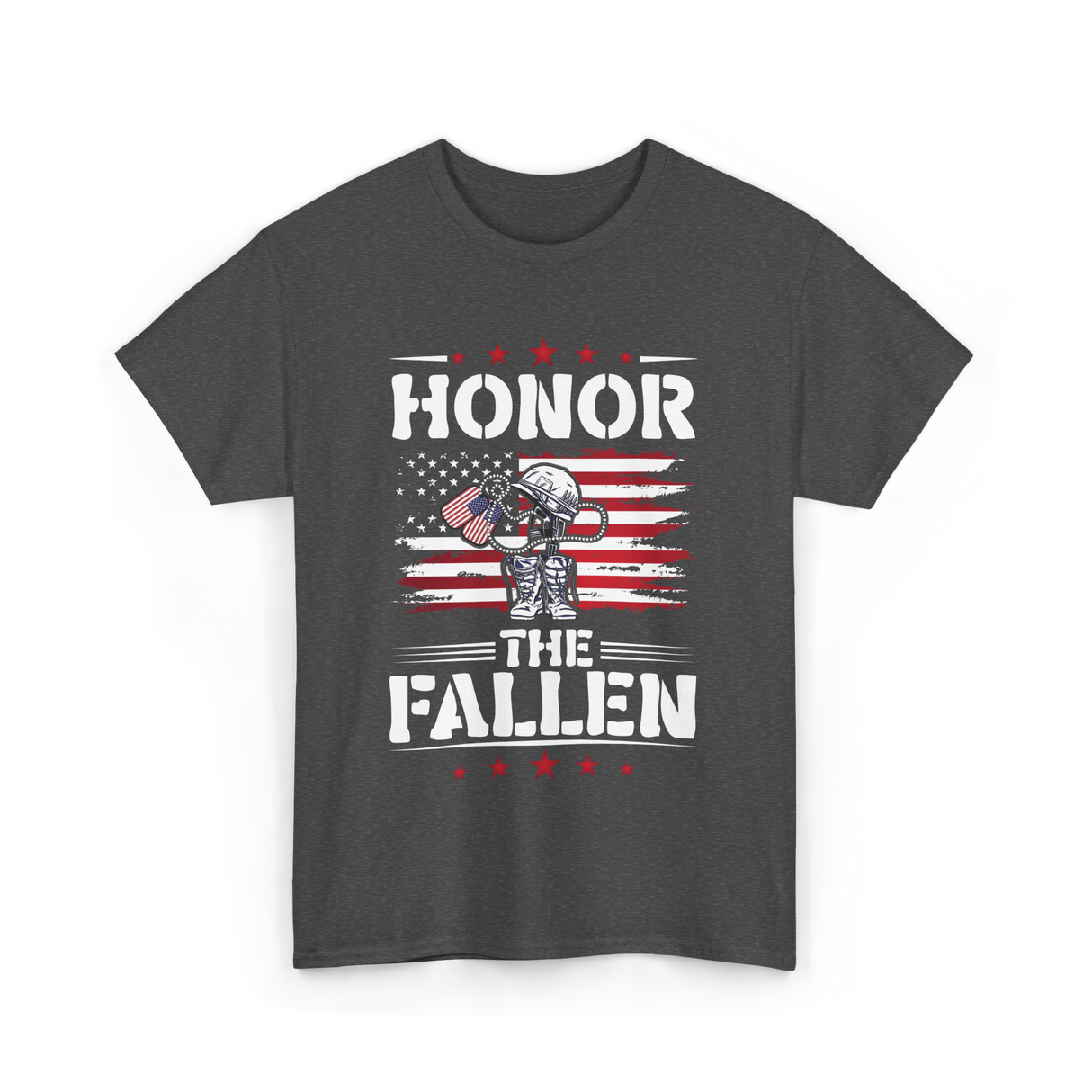 Honor The Fallen Veteran Memorial T-Shirt - Dark Heather