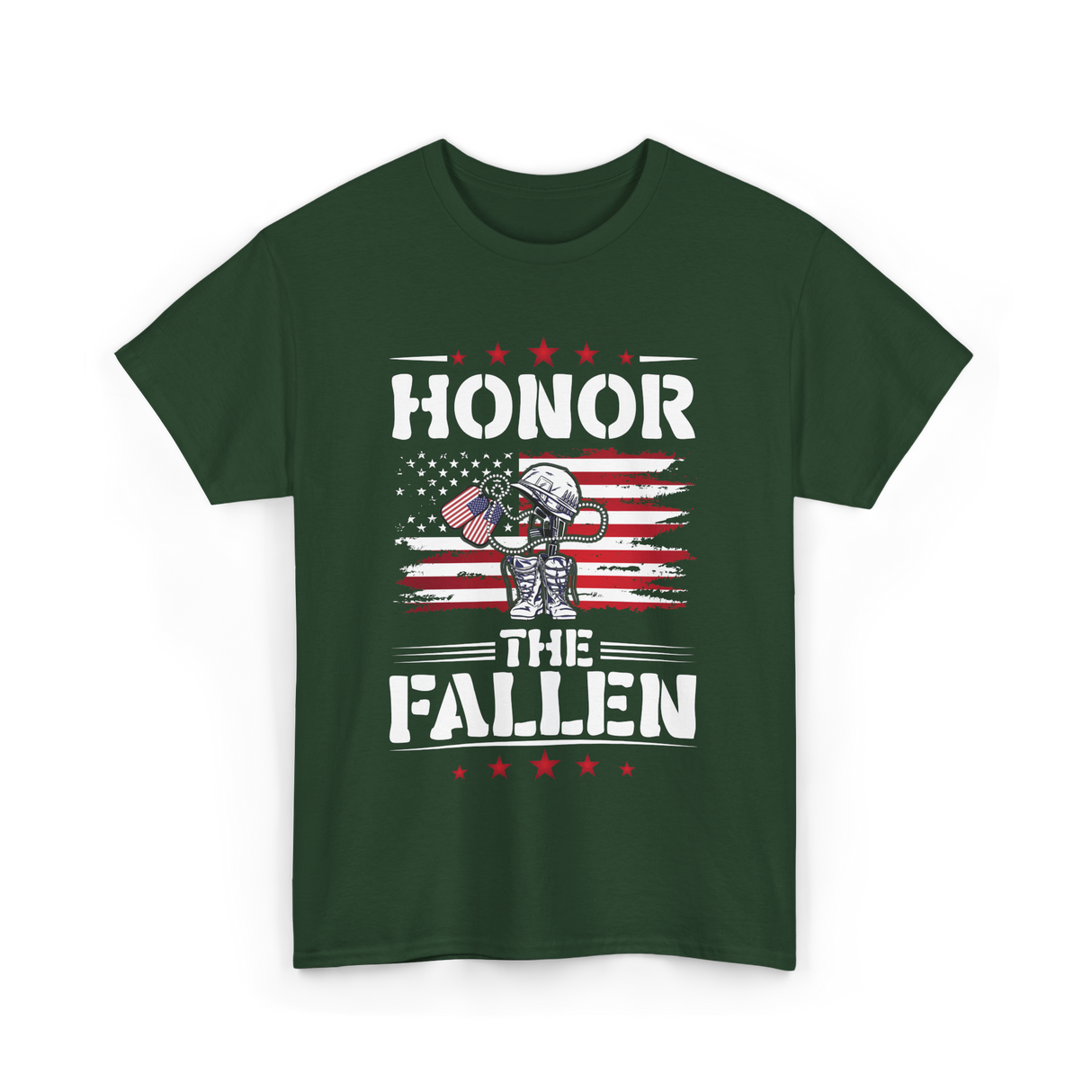 Honor The Fallen Veteran Memorial T-Shirt - Forest Green