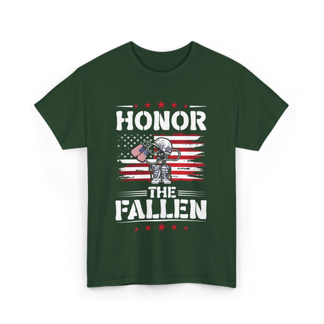 Honor The Fallen Veteran Memorial T-Shirt - Forest Green