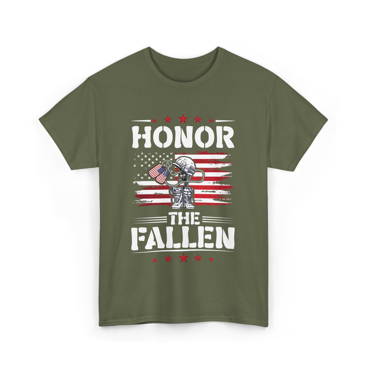 Honor The Fallen Veteran Memorial T-Shirt - Military Green