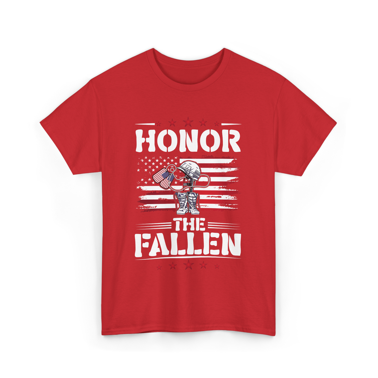 Honor The Fallen Veteran Memorial T-Shirt - Red