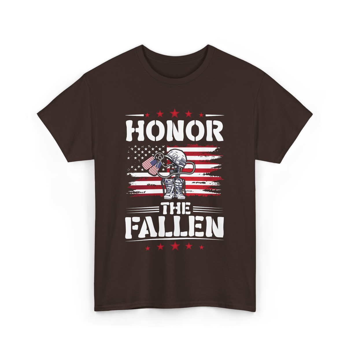 Honor The Fallen Veteran Memorial T-Shirt - Dark Chocolate