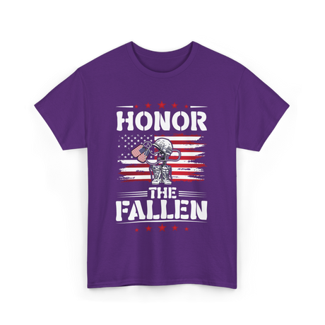 Honor The Fallen Veteran Memorial T-Shirt - Purple