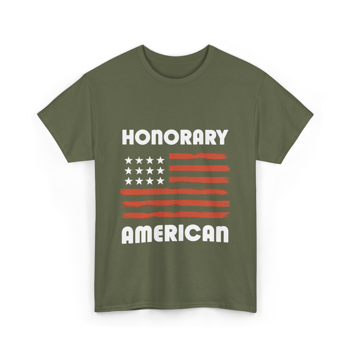 Honorary American Flag Patriotism T-Shirt - Military Green