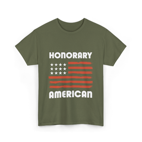 Honorary American Flag Patriotism T-Shirt - Military Green