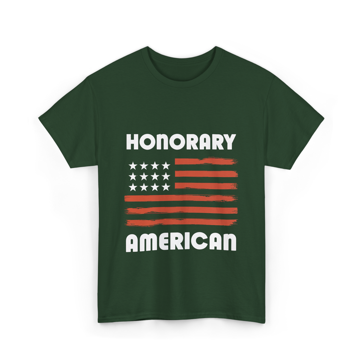 Honorary American Flag Patriotism T-Shirt - Forest Green