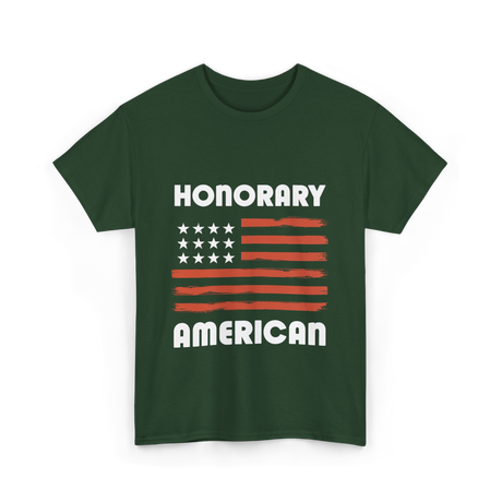 Honorary American Flag Patriotism T-Shirt - Forest Green