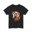 Horse Floral Love Equine T-Shirt - Black