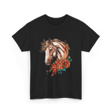 Horse Floral Love Equine T-Shirt - Black