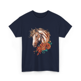 Horse Floral Love Equine T-Shirt - Navy