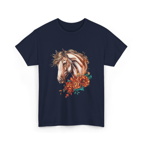 Horse Floral Love Equine T-Shirt - Navy