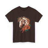 Horse Floral Love Equine T-Shirt - Dark Chocolate