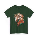 Horse Floral Love Equine T-Shirt - Forest Green