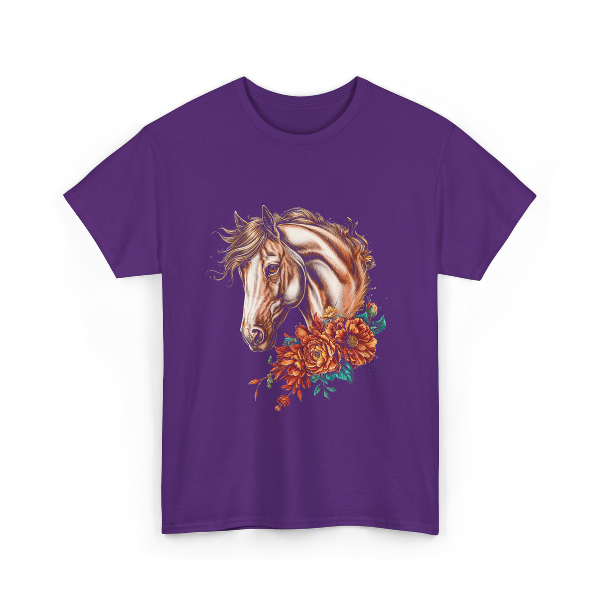 Horse Floral Love Equine T-Shirt - Purple