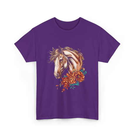 Horse Floral Love Equine T-Shirt - Purple