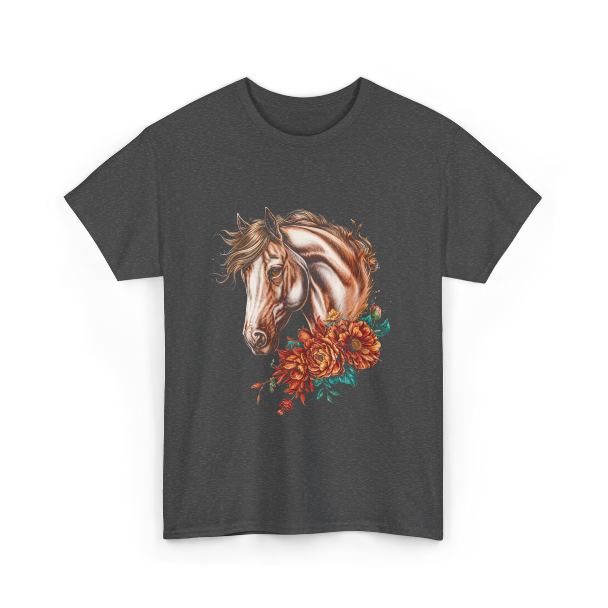 Horse Floral Love Equine T-Shirt - Dark Heather