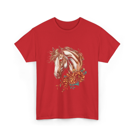 Horse Floral Love Equine T-Shirt - Red