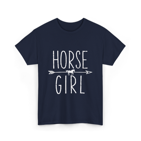 Horse Girl Equestrian Horseback Riding T-Shirt - Navy