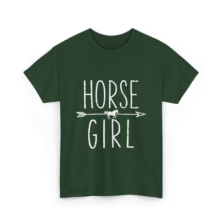 Horse Girl Equestrian Horseback Riding T-Shirt - Forest Green