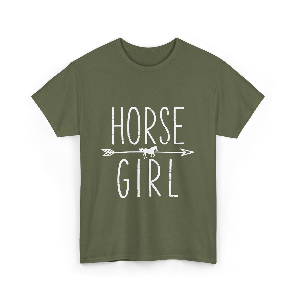 Horse Girl Equestrian Horseback Riding T-Shirt - Military Green