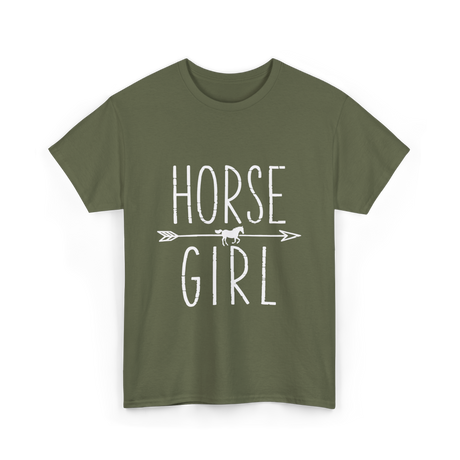 Horse Girl Equestrian Horseback Riding T-Shirt - Military Green