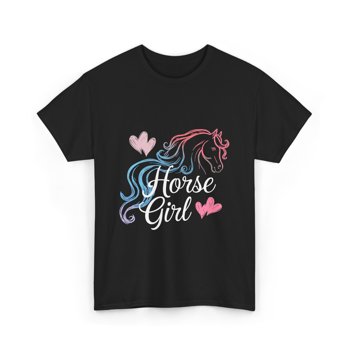 Horse Girl Love Horses Equestrian T-Shirt - Black